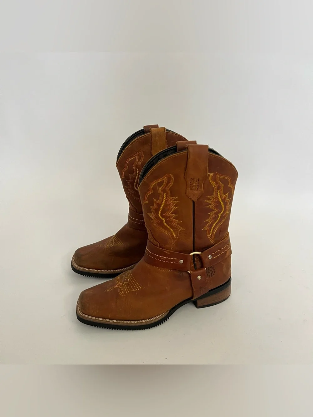 Caballo dorado kids brown leather cowboy boots